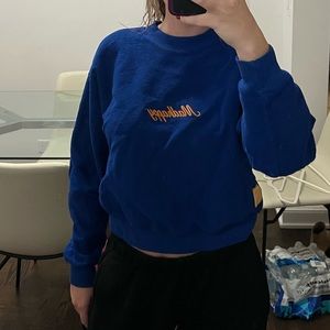 Madhappy royal blue and yellow crewneck with embroidered logo